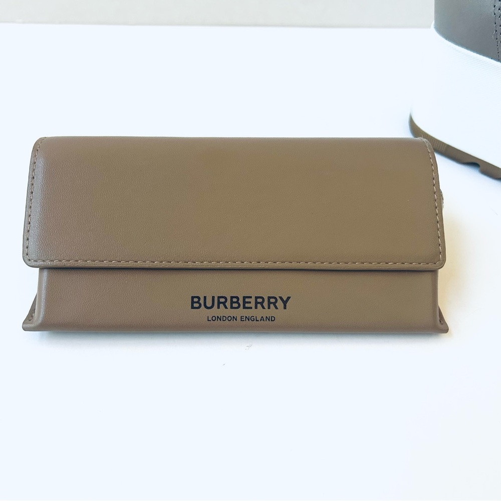 Burberry Taupe Leather Glasses Case